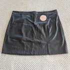 You + All Skirt Womens 18 Black Vegan Leather A Line Knee Length Front Split