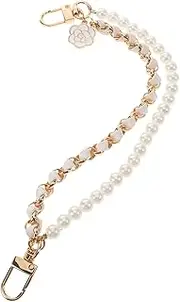 ASAKKURA Stylish Mobile Phone Chain Pearl Charm for Bag Wristlet Lanyard Extender Strap Fashion Phone Tether Tab