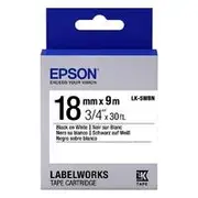 Epson Label Tape 18mm Black on White - 9 metres