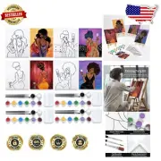 4-Pack Pre-Drawn Canvas Painting Set for Adults - Paint & Sip 12x16 Art Kit