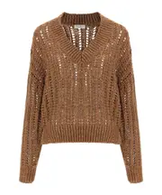 Brunello Cucinelli V-Neck Drop Shoulder Jumper S,XS,L,M brown
