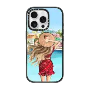 iPhone 16 Pro Impact Case MagSafe Compatible Vacation Girl (Fair Complexion) Fashion Illustration Case
