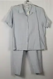 Cotton Studio Light Blue Women's Top Blouse Pants Set 2Pc 1X 023