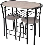 vidaXL Modern Compact Breakfast Bar Set in Black - MDF & Iron Material, Casual Setup, Space-Saving Design, 1 Round Table and 2 Bar Stools Included - Ideal for Small Spaces, Cafes, Pubs