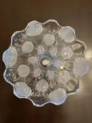 Bohemia Glass Crystal 12” Footed Fruit Bowl Czech Republic Vintage Mint