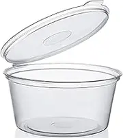 100 Pieces, Hinged Lid Clear 4oz / 118ml Portion Cups/Sauce pots for Dips, Chutney