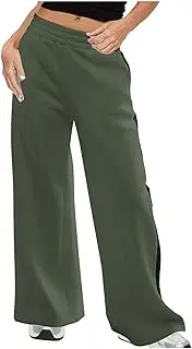 [Generic] Hiking Pants Women Workout Wide Leg Elastic Waist Sweatpants Fashion Line Loose Pants Fall Casual Basic Trousers Beaded Flare Pants