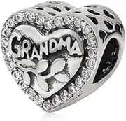 [925 Sterling Silver Love Charm] CZVIVIRY Family Love Double Heart Split Dangle Charm 925 Sterling Silver Love mom Charm for Woman Bead, Jewelry Beads Gifts for Family Women Bracelet&Necklace