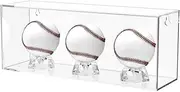 Acrylic Display Case for Ball - Wall Mounted Shadow Box for Baseball Pickleball Tennis - Removable Stand Holder & UV Protected Memorabilia Autograph Display Box (Clear)
