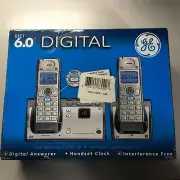 NIB GE DECT 6.0 Digital Cordless 2 Handset Phone Answerer Speakerphone 28223EE2