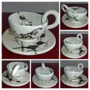 Mino Ware Yamada Yoshitaka, Kazura-Patterned Coffee Cup Saucer