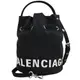 BALENCIAGA 巴黎世家 619458 品牌電繡LOGO帆布迷你水桶包.黑