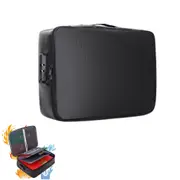 Document Bag Document Organizer with Lock Home Office Travel Safe Holder Portable File Storage Box-Black