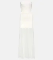 [David Koma] David Koma Bridal strapless gathered cady gown AU 12 white