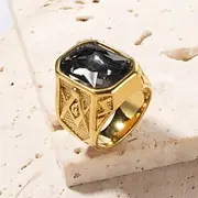 men's 14k yellow gold plated emerald cut simulated red ruby nugget style ring size 9