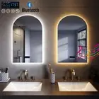 Bluetooth LED Illuminated Vanity Mirror Arch Anti-Fog Makeup w/ Digital Display