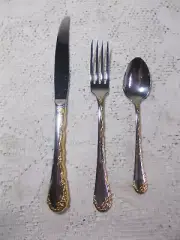 New-GOLDEN BELLE ROSE Golden Accent Collection by Oneida-Knife/Fork/Spoon