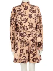 Pink Floral Print Turtleneck Mini Dress