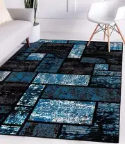 Home Decor Turquoise Rugs Geometric Modern Abstract Area Rug Stylish Premium Rug