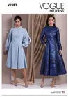 VOGUE SEWING PATTERN 1983 MISSES 6-14 FLARED DRESS, PRINCESS SEAMS, STAND COLLAR