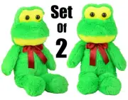 (Set Of 2) 12'' Cute Neon Green Frogs Soft Cuddly Stuffed Animal Plush Toy