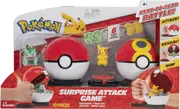 Pokemon Surprise Attack Game, Featuring Pikachu #2 and Bulbasaur #3 - 2 Surprise Attack Balls - 6 Attack Disks - Toys for Kids and Pokémon Fans,