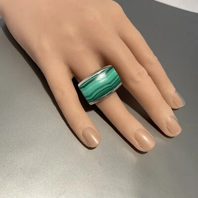 NWT AMERICAN MALACHITE STERLING SILVER RING SIZE 6