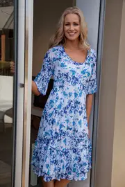 Blue Floral Dress--ORI-21002