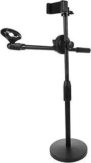 TEMPNAP Adjustable Desktop Mic Stand with Phone Mount Versatile Microphone Holder for Streaming and Recording Compatible with Clips and Shock Mounts Interface
