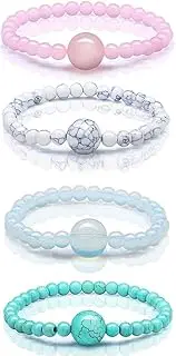 YILINNA 4 Pcs Anti Nausea Wristband Motion Sickness Bracelets Adjustable Motion Nausea Relief Bands for Motion Sickness, Morning Sickness Car Sickness Travel Sickness, one size, Stone