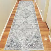 Glamor Beauty Light Grey Runner Rug