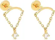 [Aonklot] Hidden Helix Earrings Dangle - Forward & Vertical Helix Cartilage Jewelry for Adults, Hypoallergenic Metal Cartilage Earrings with Secure Locking Backs, Modern Helix Piercing Jewelry for Women & Men
