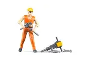 Bruder Bworld 11cm Construction Worker Figurine Man w Broken Machine Tools 4y+