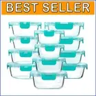 Airtight Glass Food Storage Container Set - 24 Pieces for Organized Meal Prep