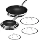 Hexclad Hybrid Nonstick 7-Piece Pan Set, 20, 25, and 30 Cm Frying Pans with Temp