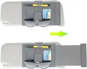 TFY Car Sun Visor Extender and Organizer, Universal Sunshade Anti-Glare, Vehicle Storage Holder for Sunglasses, Pens and Cards, Multi-Pocket Auto Interior Accessories - 1 Piece (Gray)