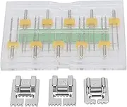 Fdit 10 Pairs Double Needle Presser Foot Set, Stainless Steel Mixed Sizes with Plastic Box for Household Sewing Machine Tools