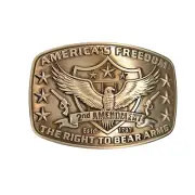 America's Freedom Belt Buckle 2nd Amendment Antique Silver Eagle Shield Stars