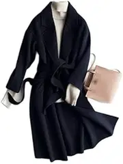 [Generic] Winter Black Cashmere Coat Women Mid-Length Wool Coat Autumn Cashmere Coat Commuting (Color : Blue, Size : M Code)