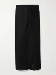 [Lisa Marie Fernandez] Lisa Marie Fernandez - Pleated Crinkled Linen-blend Gauze Pareo - Black - 2 2 Black