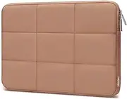 MOSISO 15-15.6 inch Laptop Case, 16 inch Puffy Laptop Sleeve Compatible with MacBook Pro 16 M4 M3 M2 M1, HP, Dell, ASUS, Lenovo Notebook, Rectangle Quilted Puffer Computer Bag for Women, Brown