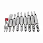 10Pcs 5/64 To 1/4 Inch Self Centering Hinge Tapper Core Drill Bit Set Magnetic Ring Screwdriver Bits For Woodworking