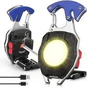 Keychain Work Light, 7 Modes Mini Rechargeable Torch, IPX5, 800 Lumens COB Keychain Flashlight, Multifunctional Portable Light with Whistle for Outdoor Camping Emergency Lighting
