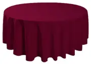 90" Round Tablecloth Table Cover Seamless Wedding Banquet - BURGUNDY RED