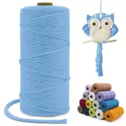Single Strand Macrame Cord 3mm x 110yards Sky Blue 3mm Macrame Cord Natural C...