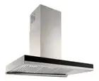 900mm Black Glass fascia Canopy Rangehood with Baffle Filters, LED light bar