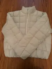 Urban Outfitters Oversized Puffer Jacket Coat White w/Subtle Stripes NWT S