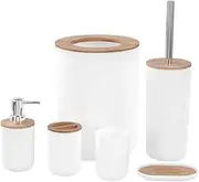 6pc Boxsweden WH Bathroom Set Soap Dispenser/Toilet Brush/Toothbrush Holder/Bin