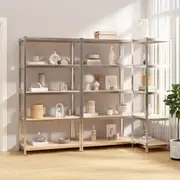 vidaXL 5-Layer Shelves 3 pcs Silver Steel and Engineered Wood