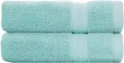 BY LORA Natural Water Absorbent Bath Sheet Towel Set – Oversized, Soft, Eco-Friendly Terry Cotton Towels for Home and Spa - Nautical Teal - 2-Pieces